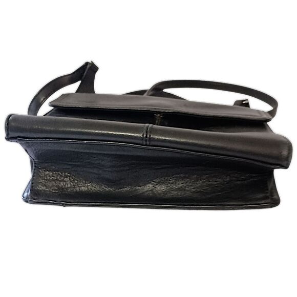 Vtg Fossil Crossbody Pebbled Leather Black Purse Bag Academia Preppy Hippie - Picture 6 of 16